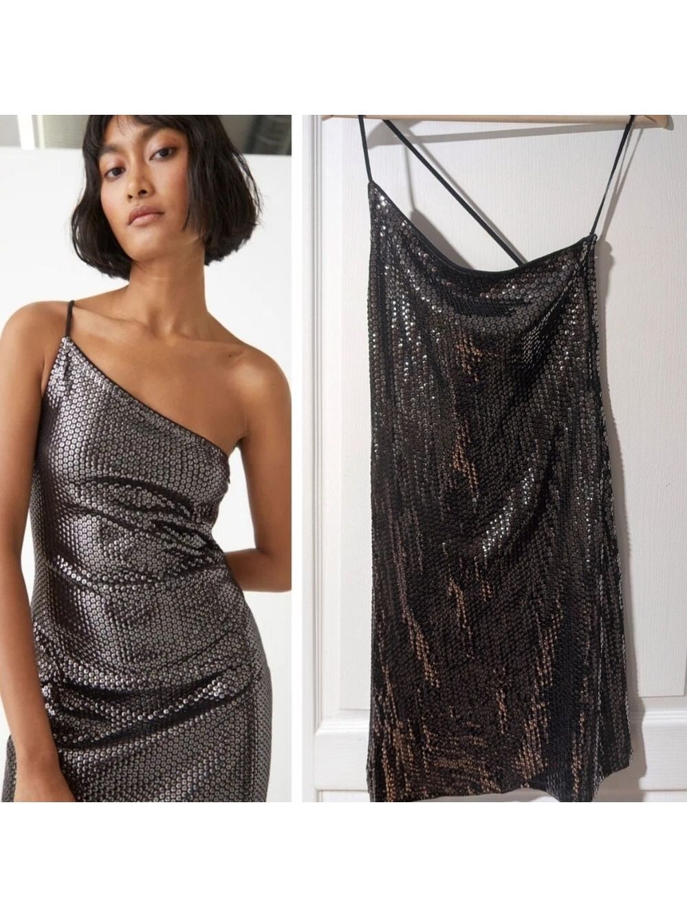 & Other Stories | One-Shoulder Sequin Mini Dress